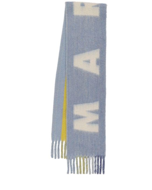 Bufanda de mezcla de lana con logo Marni de hombre de color Blue