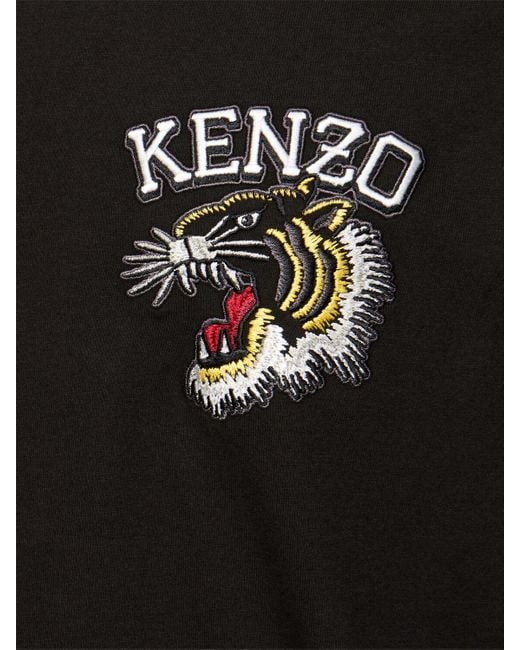 KENZO Black Tiger Embroidery Cotton Jersey T-Shirt for men