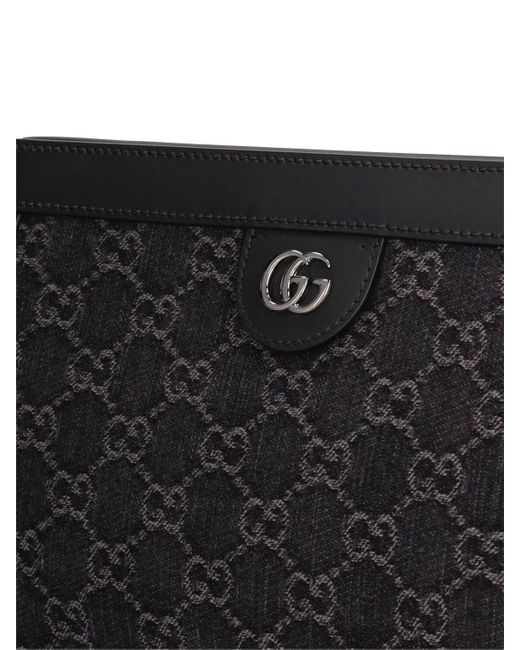 Gucci Gray Small Ophidia gg Denim Shoulder Bag