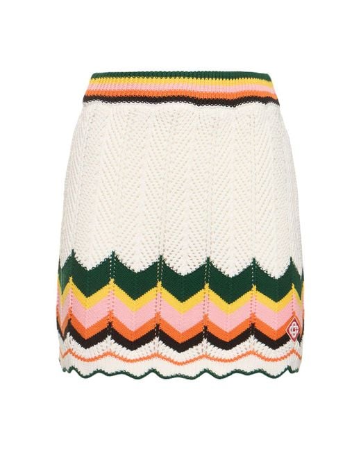 Casablancabrand White Chevron Lace Mini Skirt