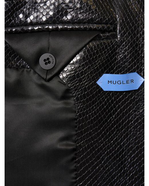 Mugler Black Single Breasted Leather Jacket