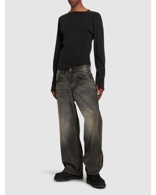 Jaded London Gray Faded Studded baggy Jeans for men