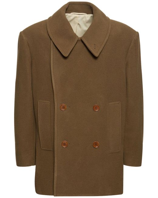 Lemaire Green Maxi Wool Peacoat for men