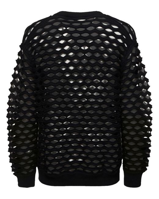 Junya Watanabe Black Wool Tubular Mesh Sweater for men