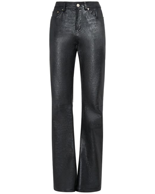 Balenciaga Gray Semi Shiny Leather Bootcut Pants