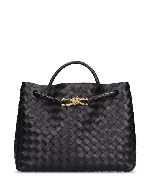 Bottega Veneta Medium Andiamo Leather Top Handle Bag in Black | Lyst