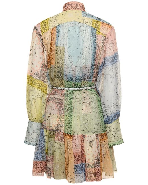 Vestido corto de algodón estampado Zimmermann de color Multicolor