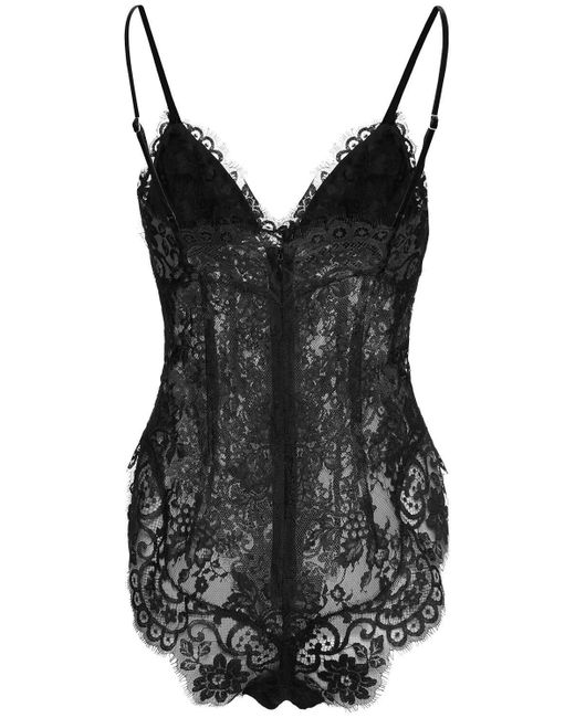 Zimmermann Black Illustration Cotton Blend Lace Bodysuit