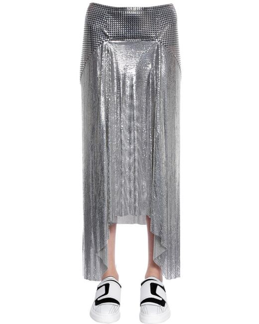 Paco Rabanne Metallic Draped Metal Mesh Skirt