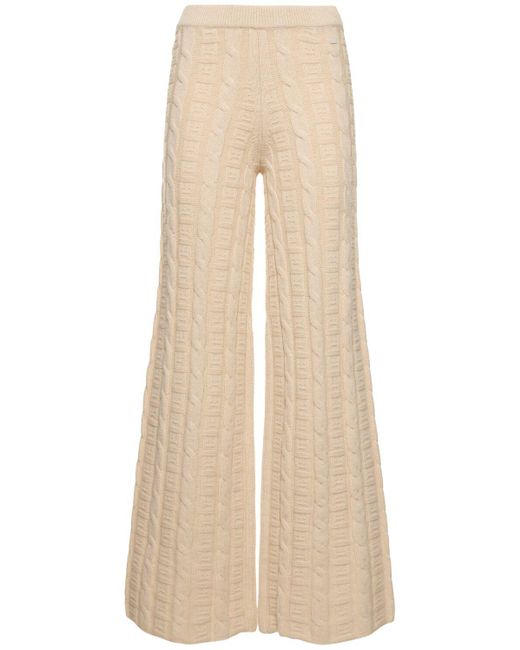 Acne Natural Wool Blend Cable Knit Flared Pants