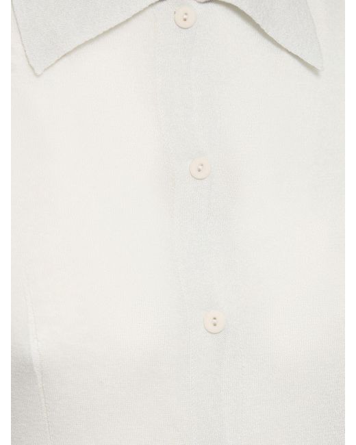 Cardigan long en maille de laine mélangée Giorgio Armani en coloris White