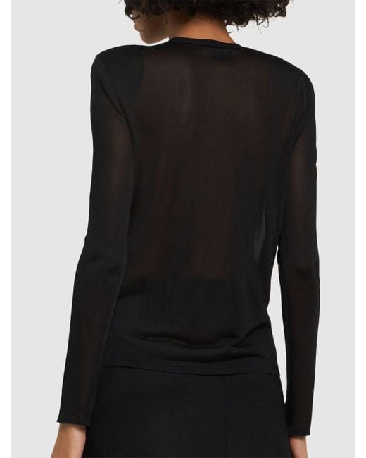 Tom Ford Black Viscose Jersey Padded Shoulder L/S Top