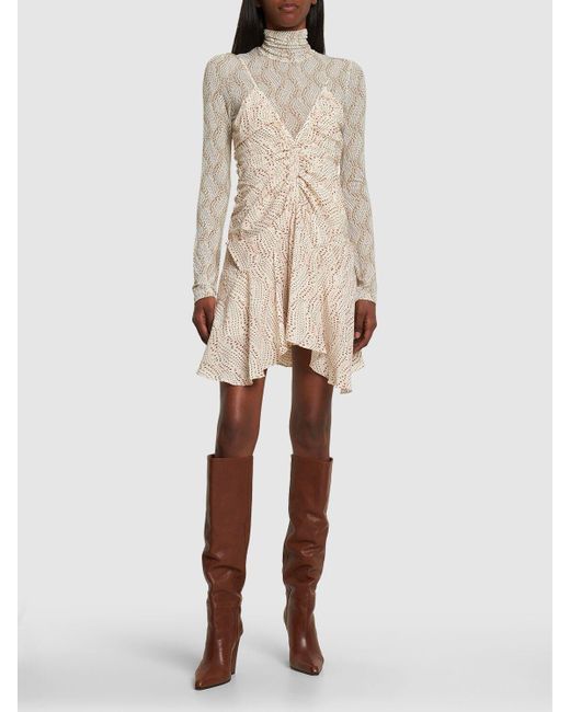 Isabel Marant Natural Uziela Stretch Silk Mini Dress