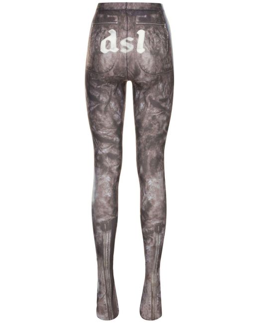 DIESEL P-koll-g Printed Mesh leggings in Gray