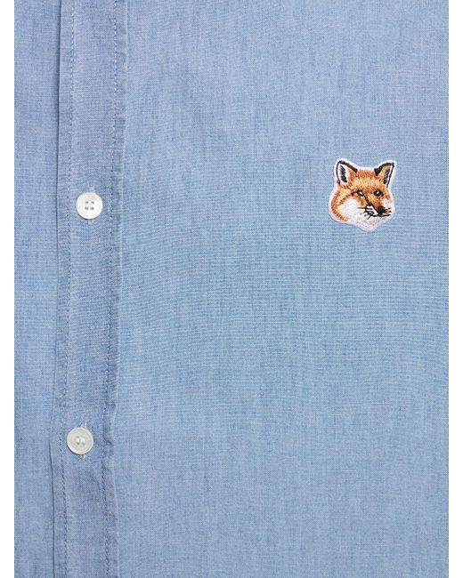 Maison Kitsuné Blue Fox Head Chambray Classic Shirt for men