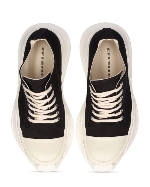 Rick Owens Black Abstract Canvas Low Sneakers