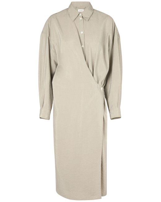 Lemaire Natural Twisted Silk Blend Midi Dress