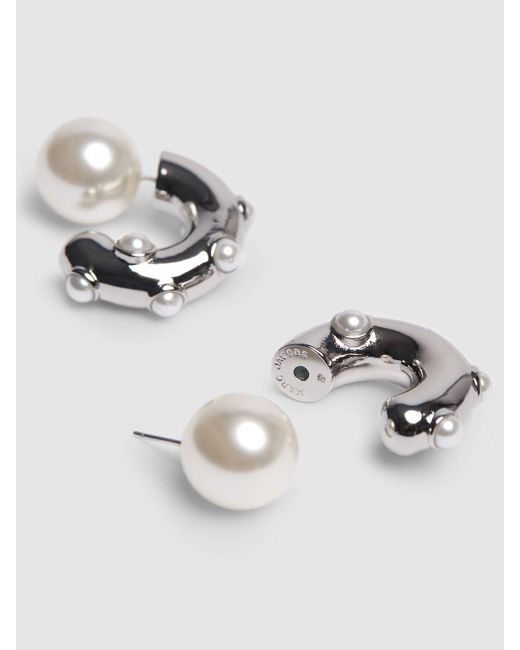 Créoles en fausses perles dot Marc Jacobs en coloris White