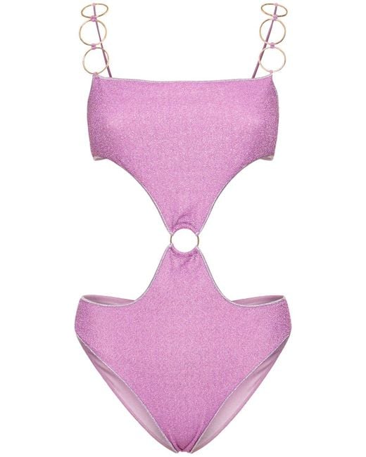 Oseree Purple Lumière Ring Cutout Swimsuit