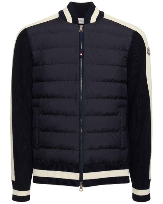 Moncler Blue Cotton & Tech Cardigan Jacket for men