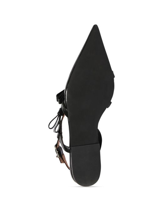 Ganni Black Bow-detail Slingback Ballerina Shoes