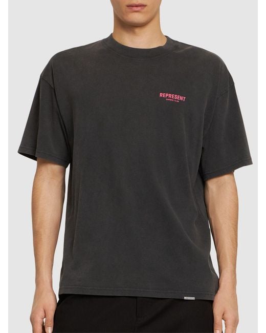 Camiseta de algodón con logo Represent de hombre de color Black