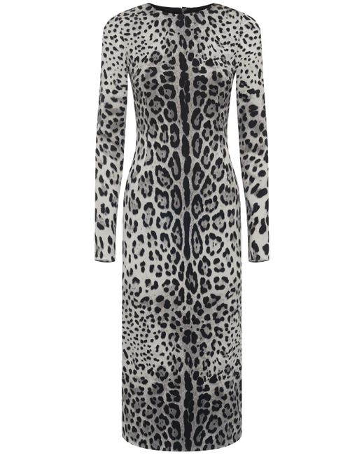 Dolce & Gabbana Leo Print Silk Charmeuse Midi Dress Lyst — free download