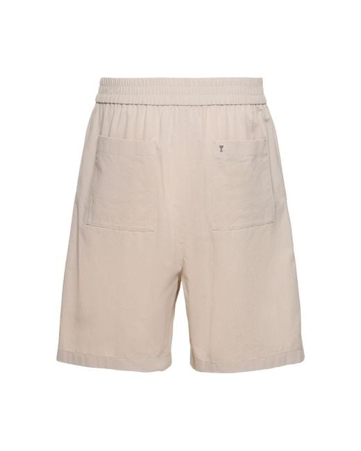AMI White Cotton Crepe Bermuda Shorts for men