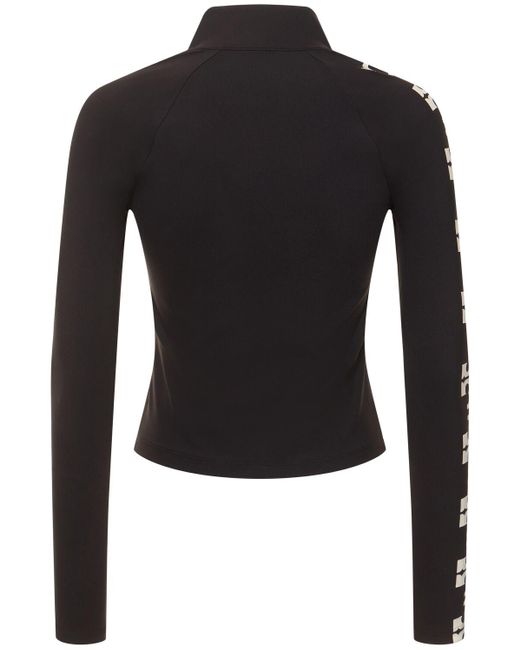 Tory Sport ハーフジップクロップドトップ Black