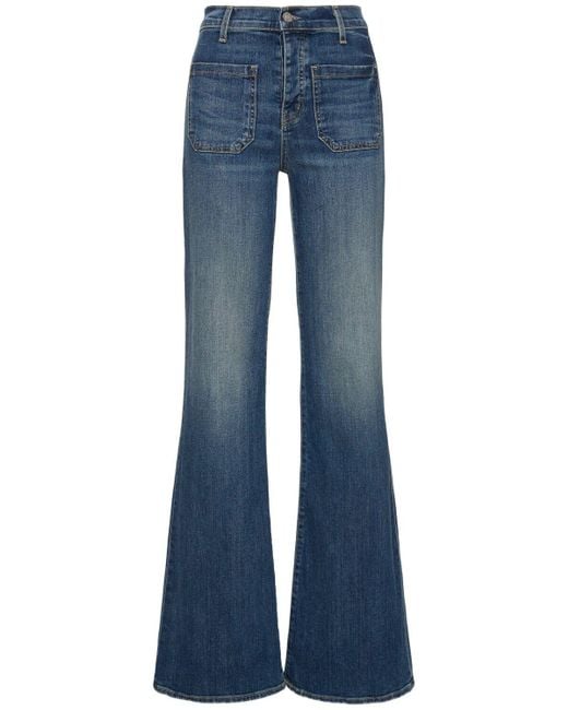 Nili Lotan Blue Florence Cotton Flare High Rise Jeans