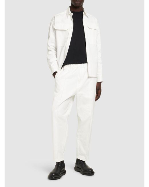 Pantalon court en gabardine de coton Jil Sander pour homme en coloris White