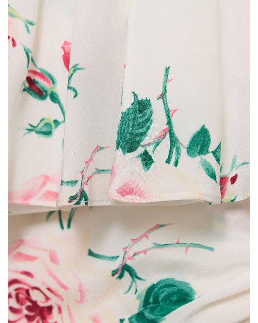 Alessandra Rich Gray Rose Print Silk Mini Dress