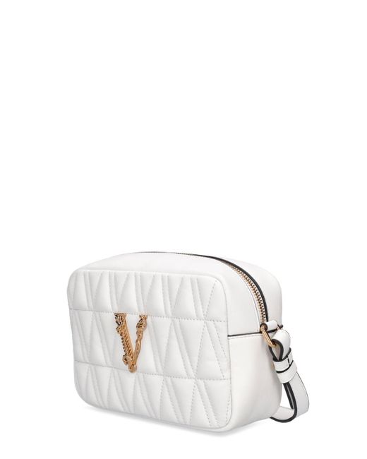 Versace White Kameratasche Aus Gestepptem Leder