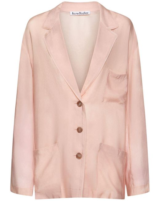 Acne Pink Shiny Cupro Twill Pajama Jacket