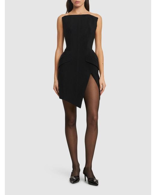 Mugler Black Trägerloses Minikleid Mit Taillierter Taille