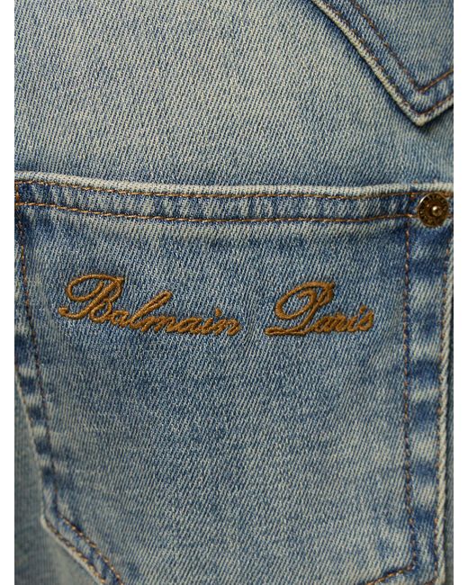 Jeans de denim de algodón Balmain de color Blue