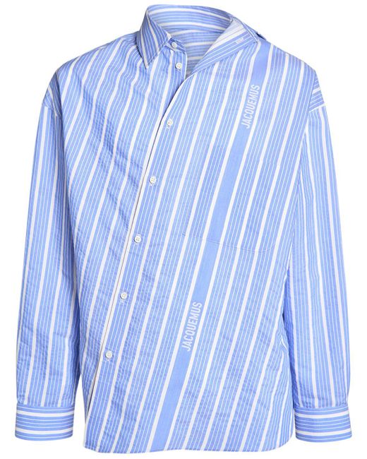 Jacquemus Blue La Chemise Cuadro Silk Blend Shirt for men