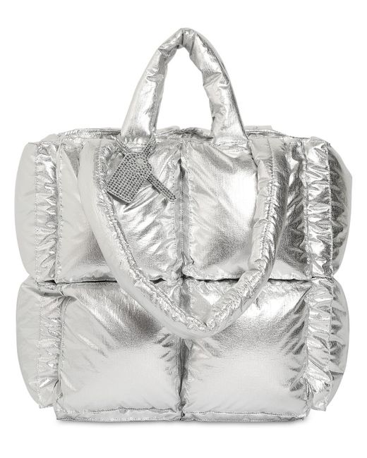 Off-White c/o Virgil Abloh Metallic Small Puffy Nylon Tote Bag