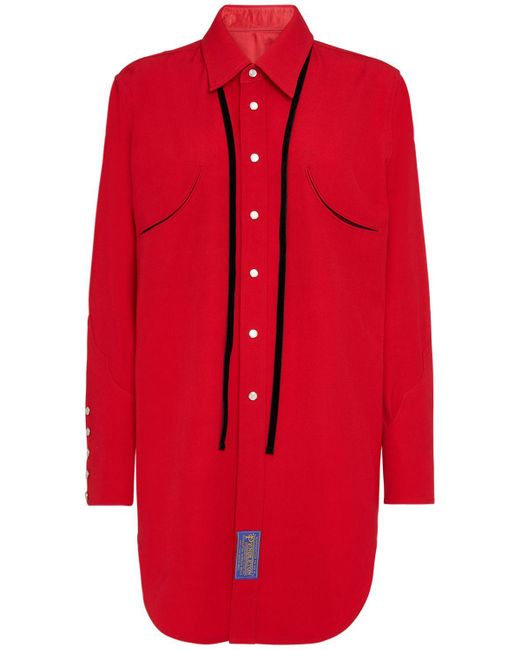 Camicia in gabardina di lana con lacci di Maison Margiela in Red