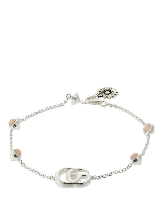 Gucci White Double G Mother Of Pearl Bracelet