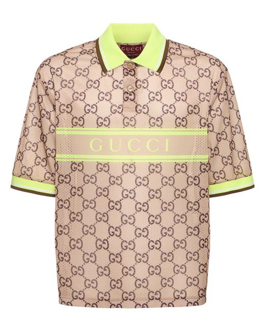 Gucci Natural Logo Tech & Mesh Polo Shirt for men