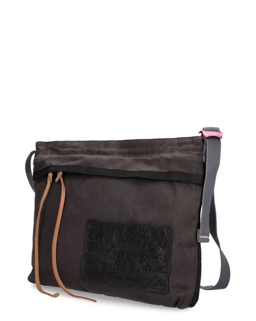Acne Black Andemer Waxed Mini Canvas Messenger Bag for men