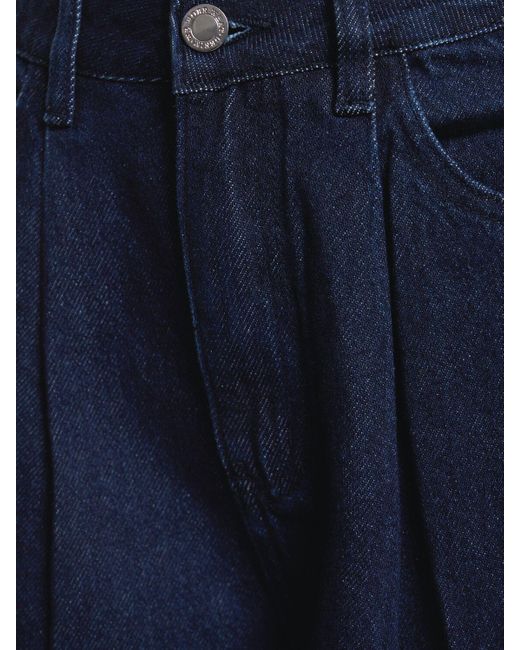 WeWoreWhat Blue High Rise Pleated Cotton Jeans