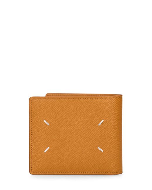 Maison Margiela Orange Logo Grainy Leather Billfold Wallet for men