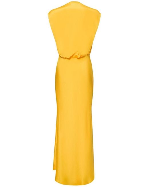 Robe longue en satin de soie ajourée triquetra Christopher Esber en coloris Yellow