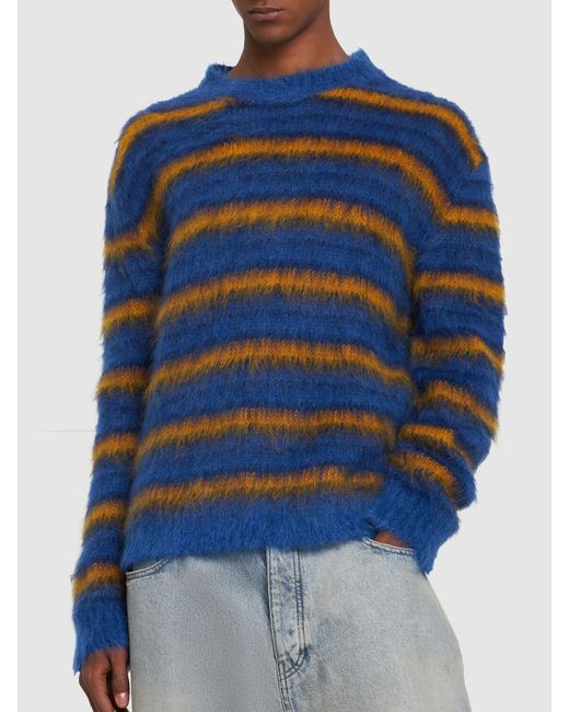 Marni Blue Iconic Brushed Mohair Blend Knit Sweater for men