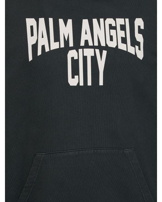 メンズ Palm Angels Pa City ウォッシュドコットンフーディー Black