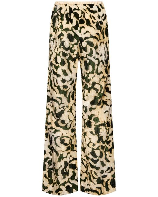 Forte Forte Printed Velvet Flared Pants Multicolor