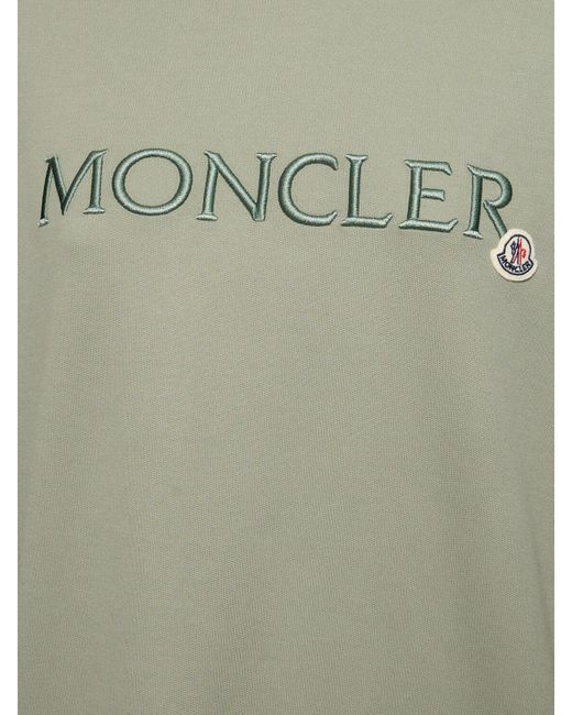 Sudadera de jersey de algodón con logo bordado Moncler de color Green