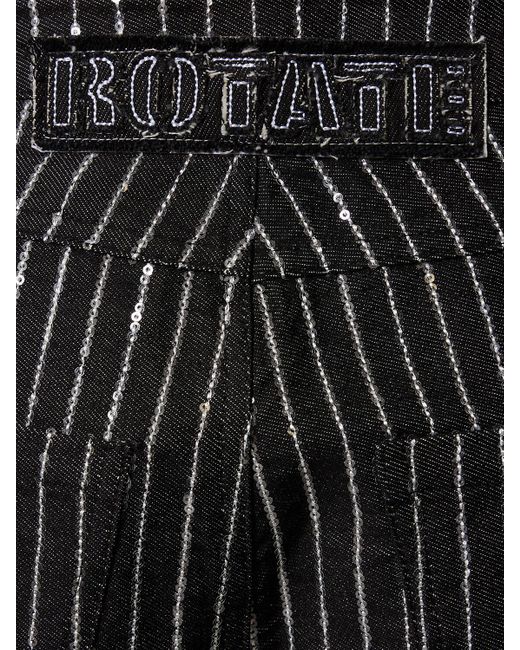 Pantaloni larghi in twill di cotone / paillettes di ROTATE BIRGER CHRISTENSEN in Black